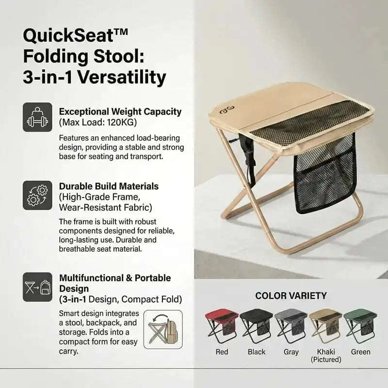 QuickSeat™ – Foldable Stool for Any Adventure: Sit Anywhere, Anytime