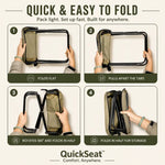 QuickSeat™ – Le siège de terrain en 3 secondes conçu pour les photographes animaliers et de nature.